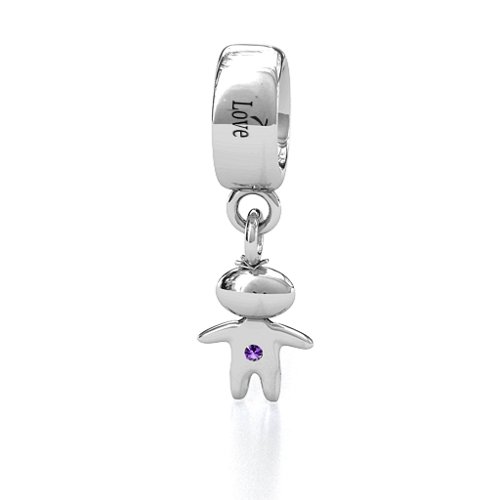 Happy Boy Bracelet Charm – Sterling Silver with Amethyst