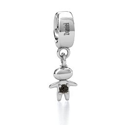 Happy Boy Bracelet Charm in 925 Sterling Silver with Smokey Quartz