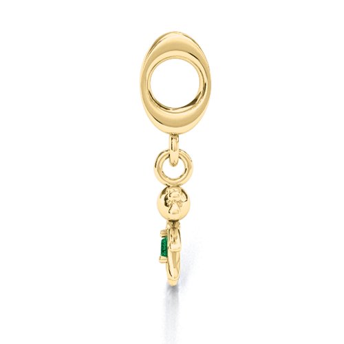 Happy Girl Bracelet Charm – 10K Yellow Gold with Emerald