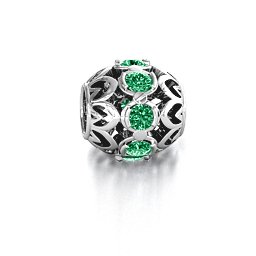 Zen Bracelet Charm in 925 Sterling Silver with Emerald