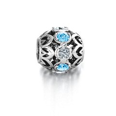 Zen Bracelet Charm – 10K Rose Gold with Blue Topaz and Cubic Zirconia