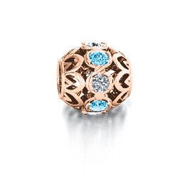 Zen Bracelet Charm in 10K Solid Rose Gold with Blue Topaz and Cubic Zirconia
