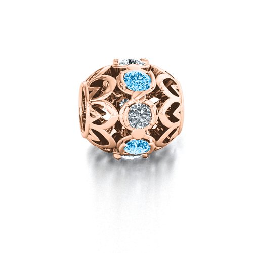 Zen Bracelet Charm – 10K Rose Gold with Blue Topaz and Cubic Zirconia