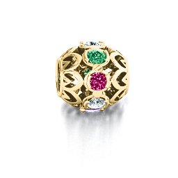 Zen Bracelet Charm in 10K Solid Yellow Gold with Emerald, Ruby, Cubic Zirconia, Amethyst, and Blue Sapphire