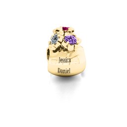 Say it with Flowers Bracelet Charm in 10K Solid Yellow Gold with Amethyst, Cubic Zirconia, and Ruby