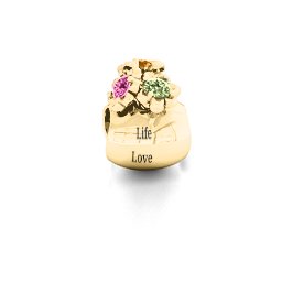 Say it with Flowers Bracelet Charm in 10K Solid Yellow Gold with Peridot, Pink Tourmaline, and Citrine