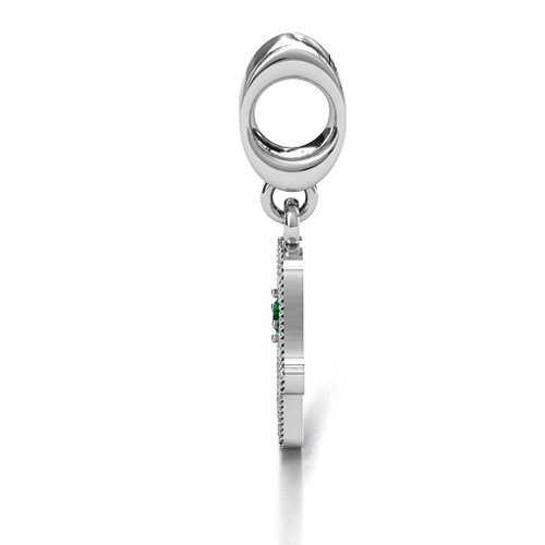 Protection Hamsa Bracelet Charm – Sterling Silver with Emerald