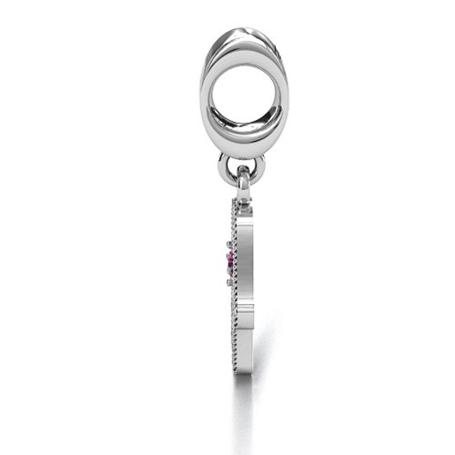 Protection Hamsa Bracelet Charm – Sterling Silver with Pink Sapphire