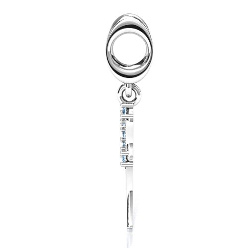 Wing With Stones Bracelet Charm – Sterling Silver with Aquamarine