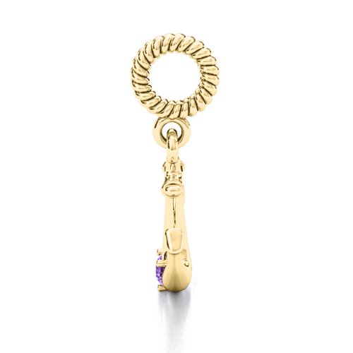 Anchor With Round Stone Bracelet Charm – 10K Yellow Gold with Amethyst