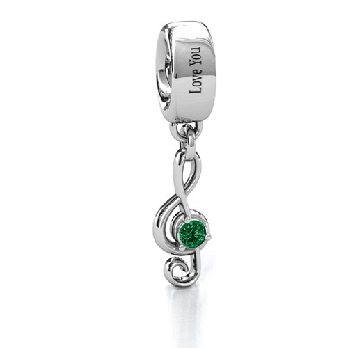 Dance With Me Bracelet Charm – Sterling Silver with Emerald