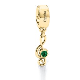 Dance With Me Bracelet Charm in 10K Solid Yellow Gold with Emerald, Cubic Zirconia, Citrine, and Pink Tourmaline