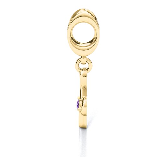 Dance With Me Bracelet Charm – 10K Yellow Gold with Amethyst