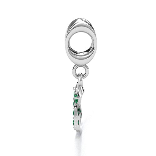Awareness Ribbon Bracelet Charm – Sterling Silver with Emerald