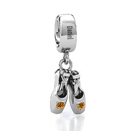 Enchanted Ballet Shoes Bracelet Charm in 925 Sterling Silver with Citrine