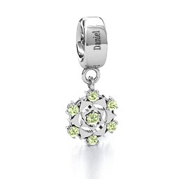 Seven Chakras Bracelet Charm in 925 Sterling Silver with Peridot