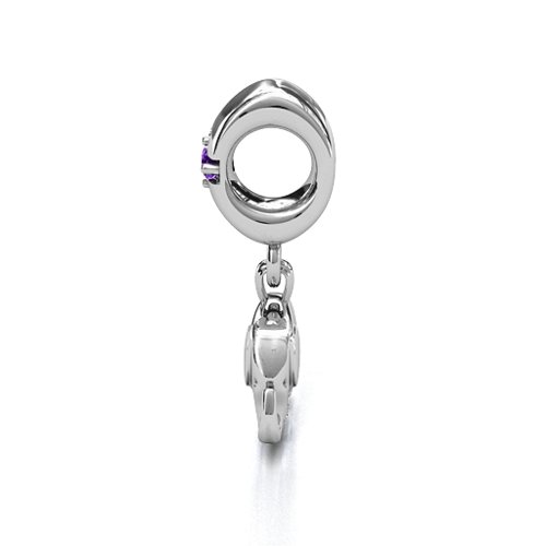 Lucky Elephant Bracelet Charm – Sterling Silver with Amethyst
