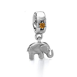 Lucky Elephant Bracelet Charm in 925 Sterling Silver with Citrine