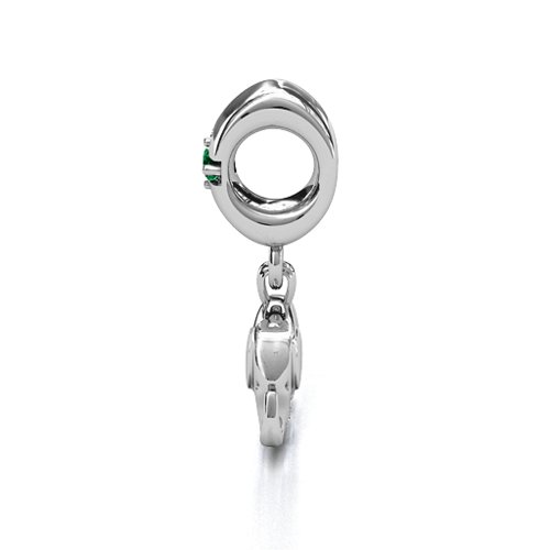 Lucky Elephant Bracelet Charm – Sterling Silver with Emerald
