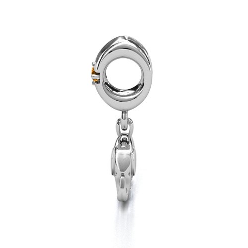 Lucky Elephant Bracelet Charm – Sterling Silver with Citrine
