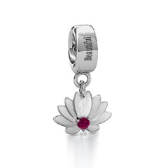 Splendid Lotus Flower Bracelet Charm – Sterling Silver with Citrine