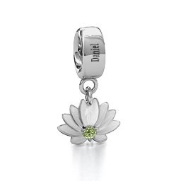 Splendid Lotus Flower Bracelet Charm in 925 Sterling Silver with Peridot