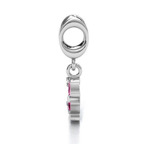 Divine Padma Lotus Bracelet Charm – Sterling Silver with Ruby and Pink Tourmaline