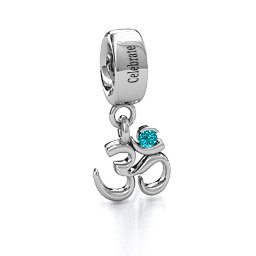 Sound of Universe - Om Bracelet Charm in 925 Sterling Silver with Mint Premium Zirconia