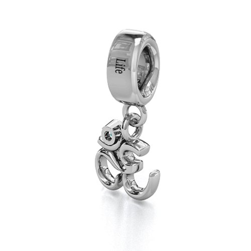 Sound of Universe - Om Bracelet Charm – Sterling Silver with Mint Premium Zirconia