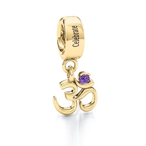 Sound of Universe - Om Bracelet Charm – 10K Yellow Gold with Amethyst