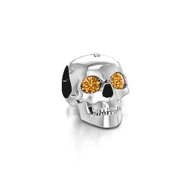 Bright Eyes Skull Bracelet Charm in 925 Sterling Silver with Citrine