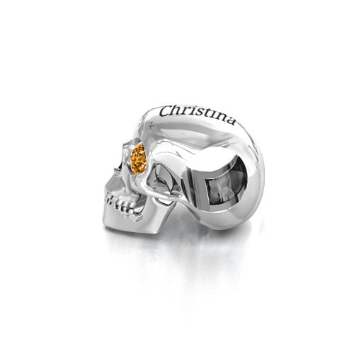 Bright Eyes Skull Bracelet Charm – Sterling Silver with Citrine