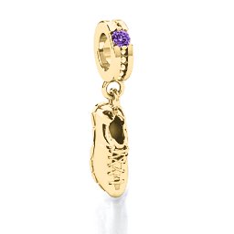 Running Free Bracelet Charm in 10K Solid Yellow Gold with Amethyst