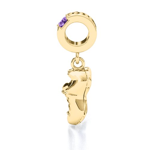 Running Free Bracelet Charm – 10K Yellow Gold with Amethyst