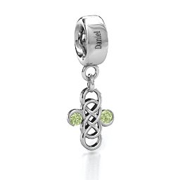 Sisters Forever Bracelet Charm in 925 Sterling Silver with Peridot