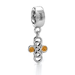 Sisters Forever Bracelet Charm in 925 Sterling Silver with Citrine