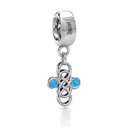 Sisters Forever Bracelet Charm in 925 Sterling Silver with Blue Topaz