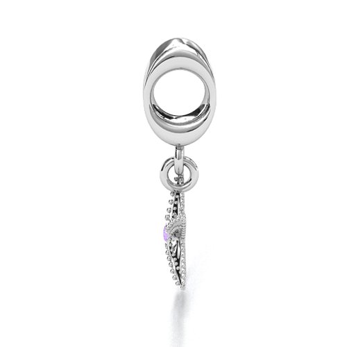 Starfish Bracelet Charm – Sterling Silver with Amethyst