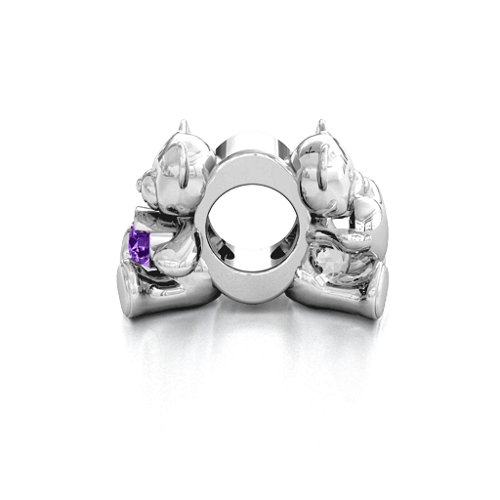 My Teddy Bear Bracelet Charm – Sterling Silver with Amethyst