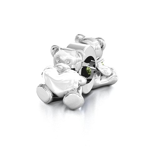 My Teddy Bear Bracelet Charm – Sterling Silver with Peridot