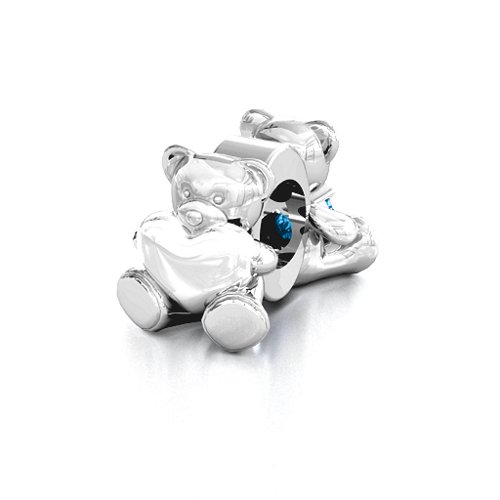 My Teddy Bear Bracelet Charm – Sterling Silver with Blue Topaz