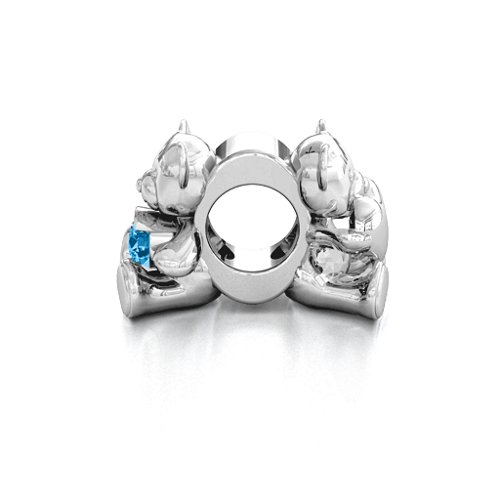 My Teddy Bear Bracelet Charm – Sterling Silver with Blue Topaz