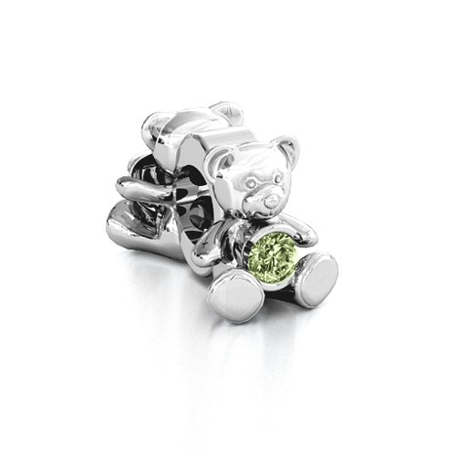 My Teddy Bear Bracelet Charm – Sterling Silver with Peridot