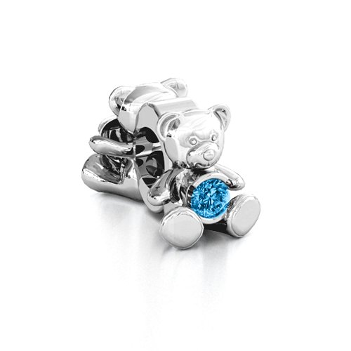 My Teddy Bear Bracelet Charm – Sterling Silver with Blue Topaz
