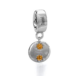 Yin-Yang Perfect Match Bracelet Charm in 925 Sterling Silver with Citrine