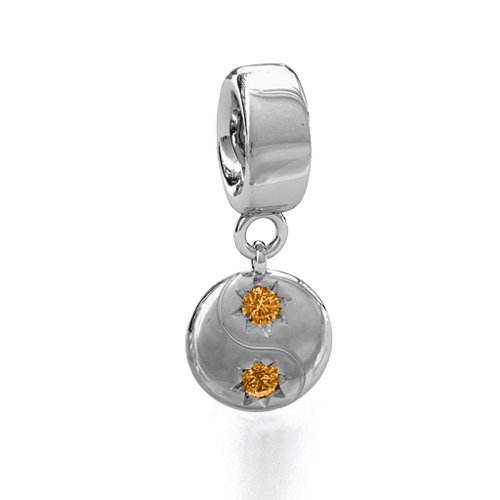 Yin-Yang Perfect Match Bracelet Charm – Sterling Silver with Citrine