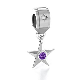 My Hero - Canada Flag Bracelet Charm in 925 Sterling Silver with Amethyst