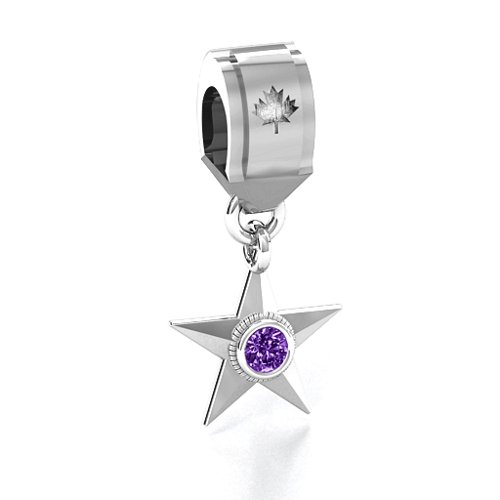 My Hero - Canada Flag Bracelet Charm – Sterling Silver with Amethyst