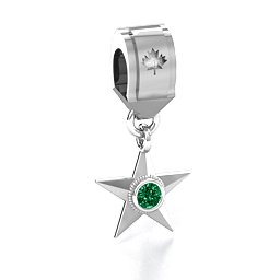 My Hero - Canada Flag Bracelet Charm in 925 Sterling Silver with Emerald