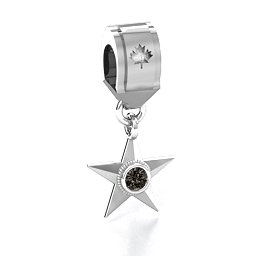 My Hero - Canada Flag Bracelet Charm in 925 Sterling Silver with Smokey Quartz